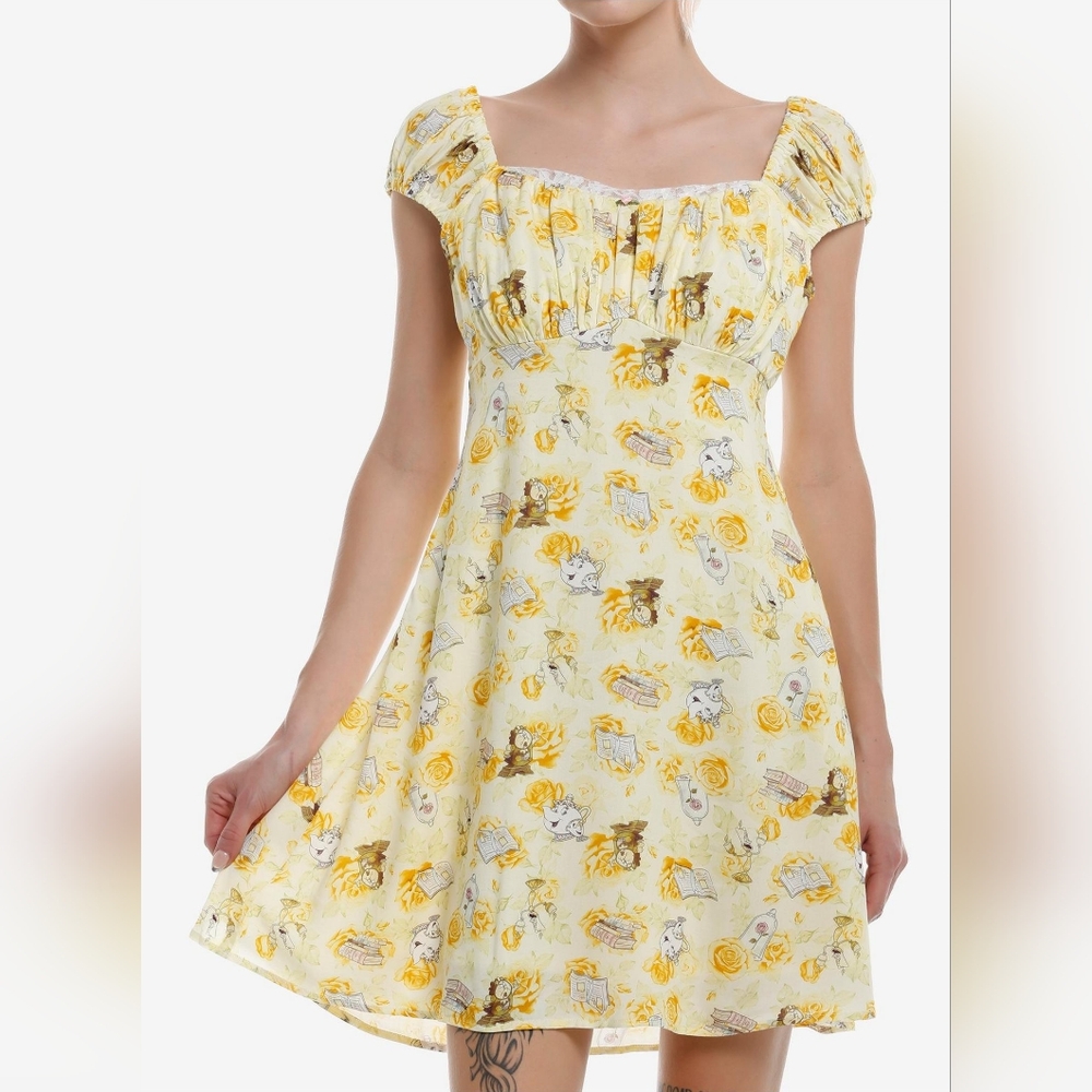 Disney Beauty And The Beast Character & Roses Dress Medium